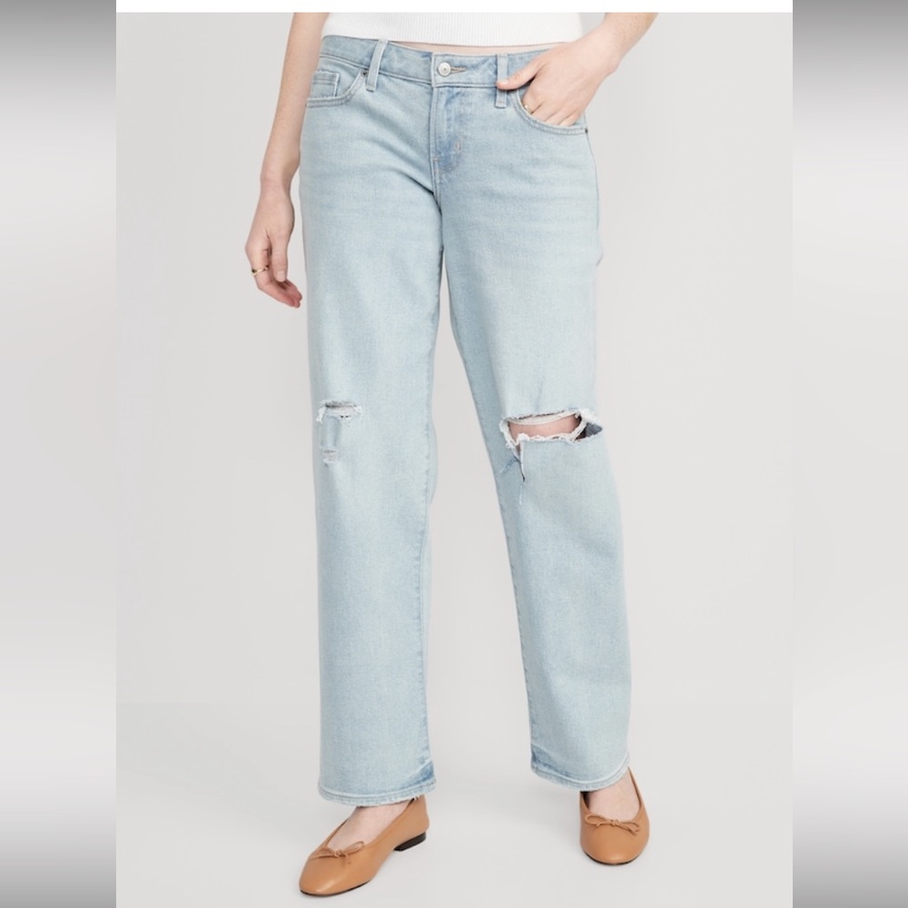 Old navy low rise og loose ripped jeans for women- light wash